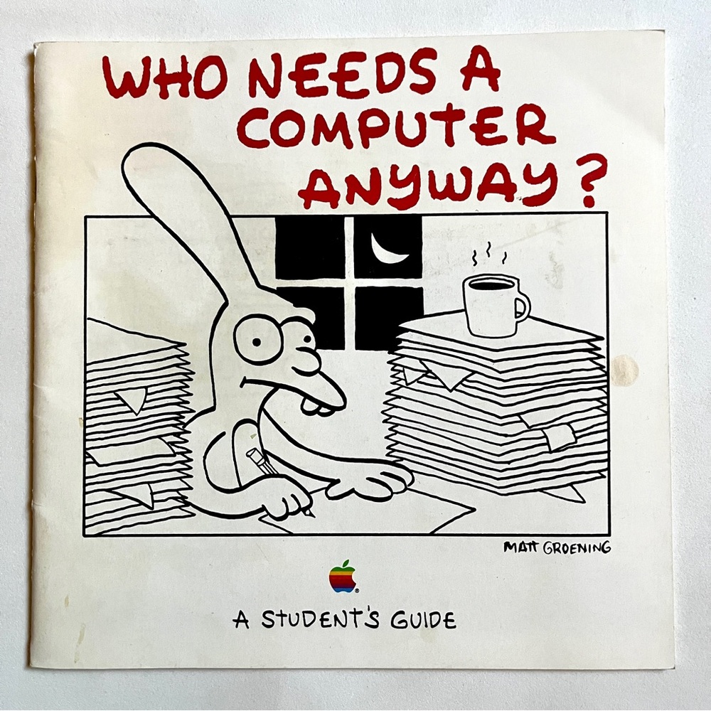 Apple & Matt Groening 1989 Computer Booklet w/illustrations.Rare.